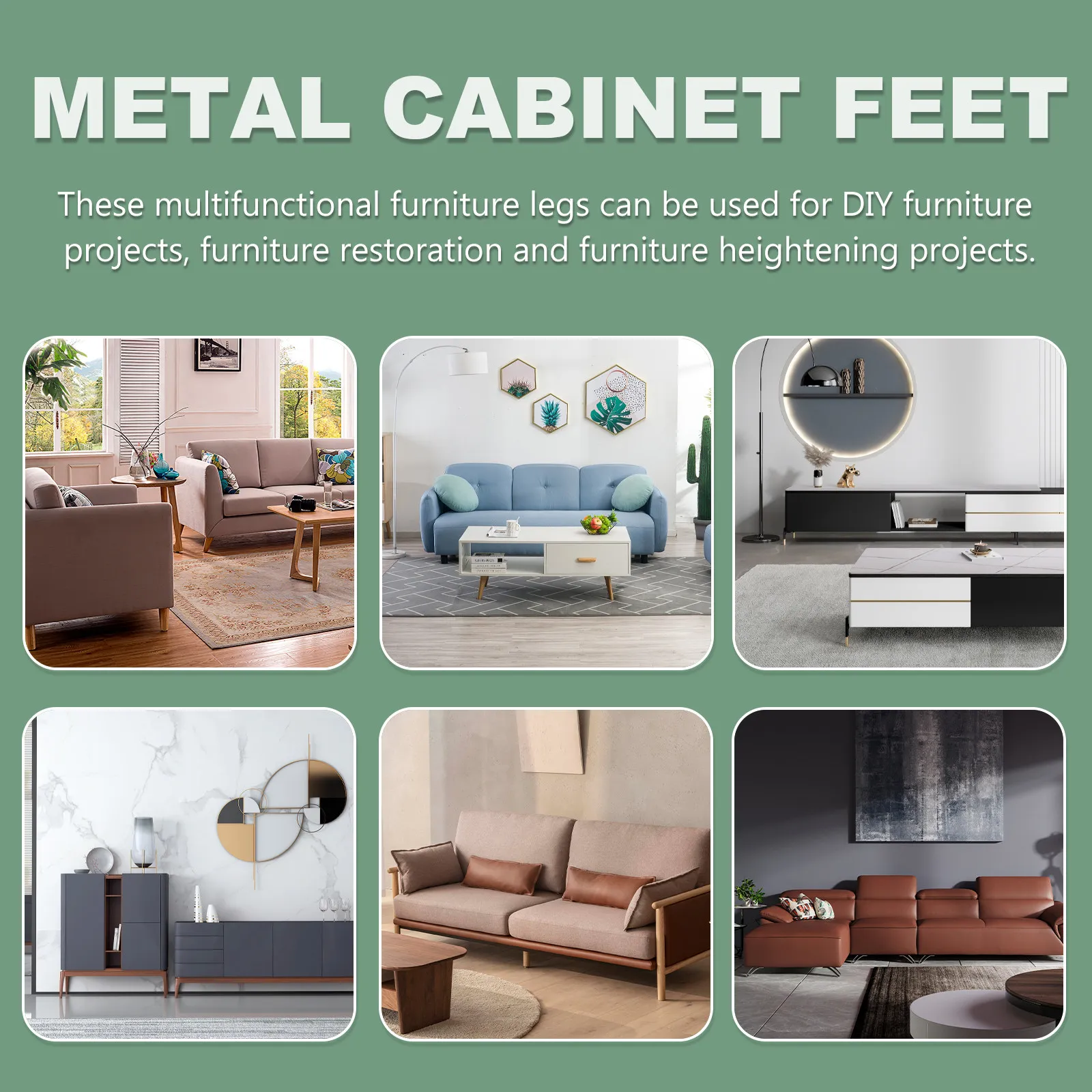 4Pcs Premium Aluminum Alloy Multi Purpose Furniture Support Legs Strong Load Bearing for Sofa Table Chair Couch Tea Table