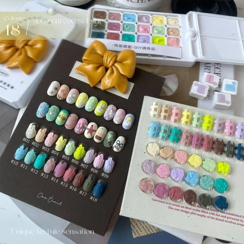 18Colors 3D Effect Oil Painting Gel Embossed Gel Nail Polish Nail Art Semi Permanent Texture Drawing Carving Gel UV LED Manicure