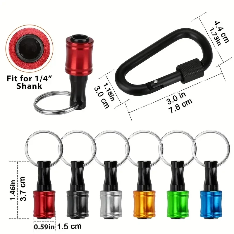 6 PCS 1/4 Inch Bit Holder Keychain, Hex Screwdriver Bits Holder Extension Bar, Quick Change Screw Bit Holder for Most Electric