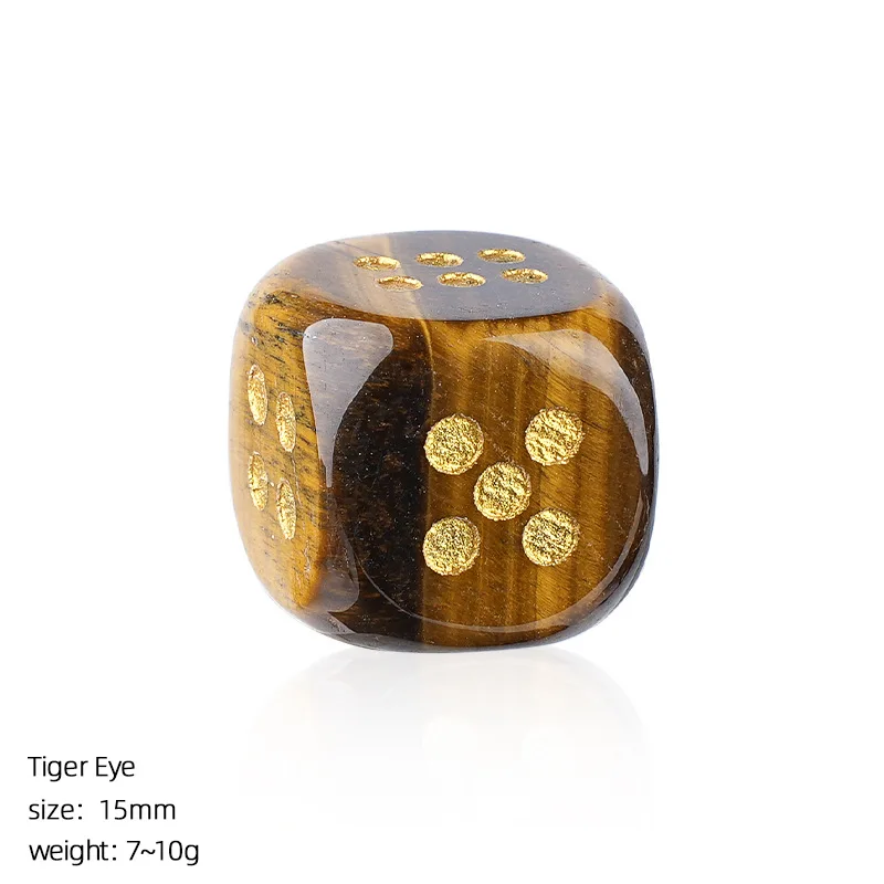 6 قطعة 1.5 سنتيمتر الحجر الطبيعي جمشت النرد العقيق عين النمر حجر الجسيمات تخمين عدد النقاط هدية جيدة جديدة بالجملة