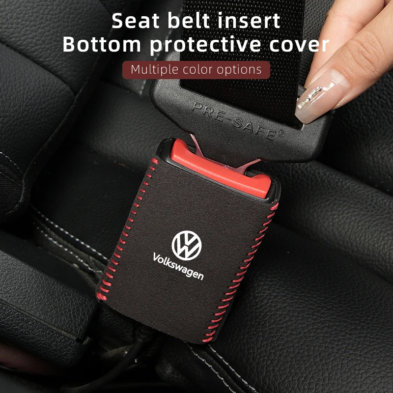 Leather Car Seat Belt Clip Protector Seatbelt Buckle Plug Cover For Volkswagen VW Passat Golf Tiguan Polo Scirocco Jetta T-ROC