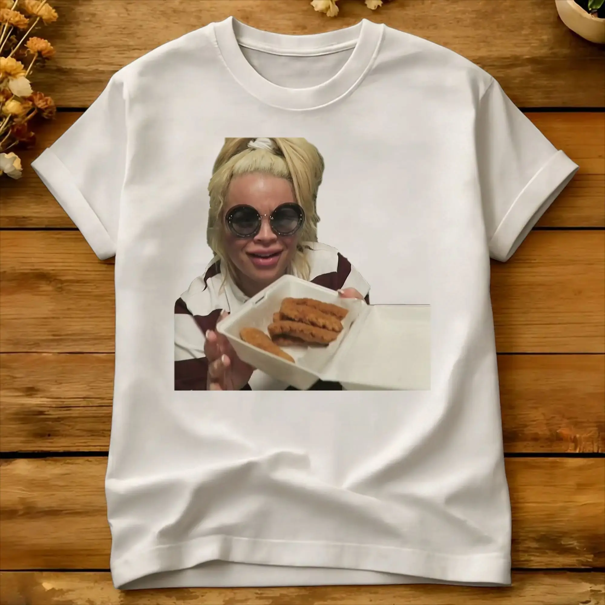 Oversized T-Shirt Trisha Paytas Chicken Nuggets  Cotton T Shirts  Fashion Tshirt for Men's Summer Y2K Fun Short Sleeve Clothes