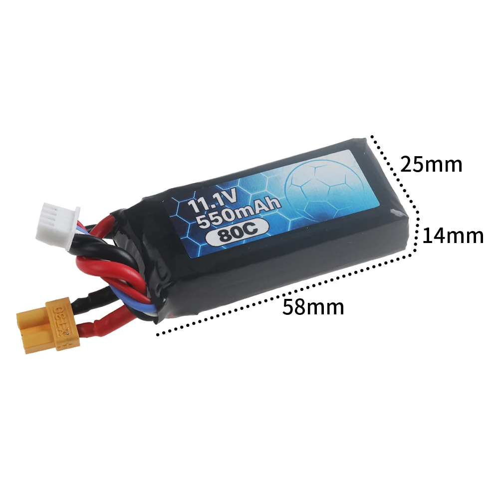 7.4V 11.1V 550mAh 80C LiPo Battery for RC Racing Football Drone 2S 3S Battery For RC Toys