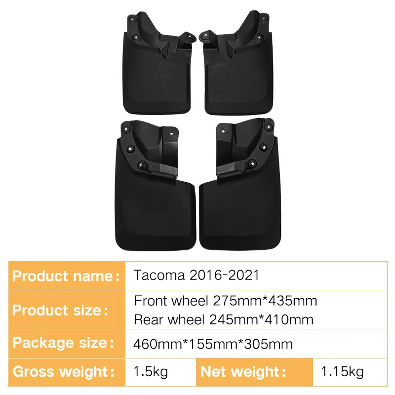 لتويوتا تاكوما 16-21 اللوحات الطينية الأمامية والخلفية المتينة OE تناسب المباشر للحماية الخارجية ملحقات ترقية تصفيف السيارة #1