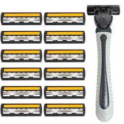 Men's Stainless Steel Shaver with Three Layer Blade Reusable Imported Razor Professional Barber Shaving Tools