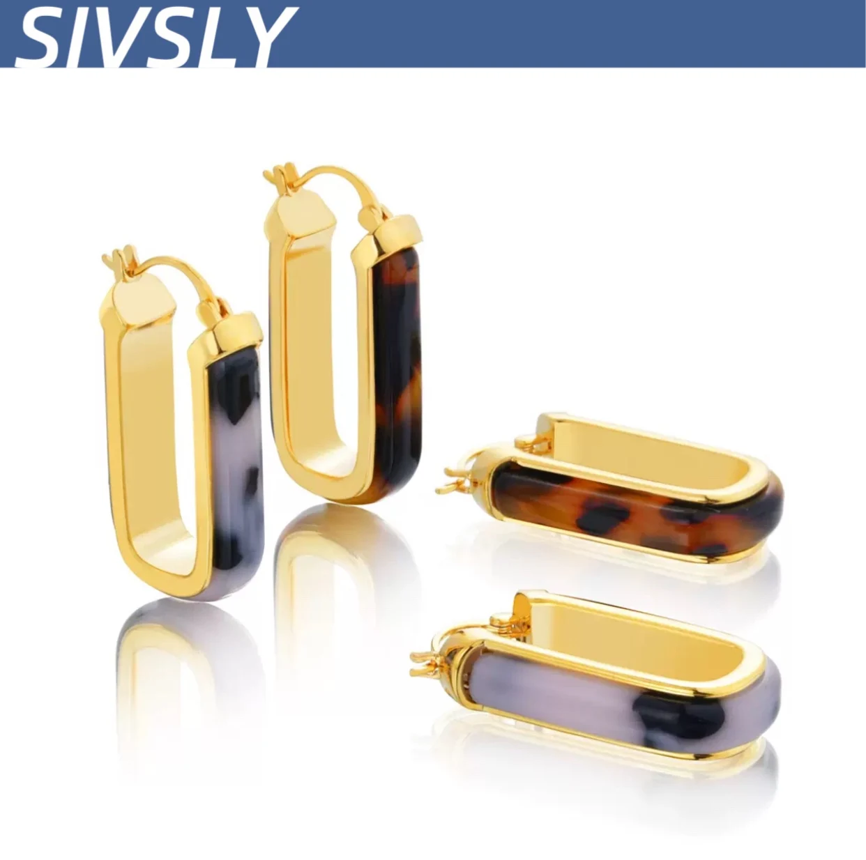 

[Personality] European and American leopard print ear clip new retro luxurious high-end sense temperament earring