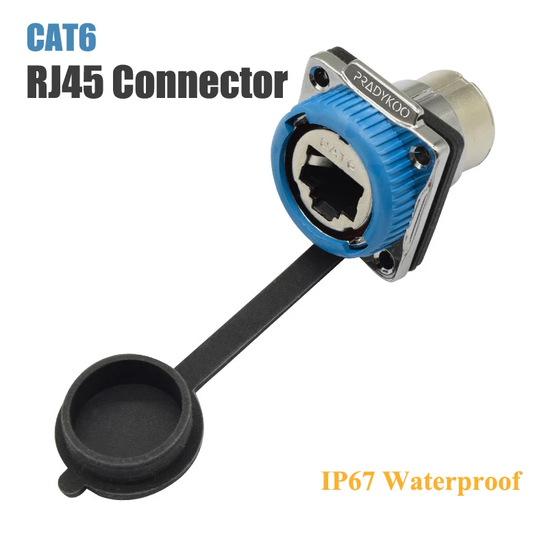 Circular RJ45 Network Cable Connector IP67 CAT6 Waterproof Plug Dual Pass 8P8C Network Straight Metal RJ45 Head Terminal