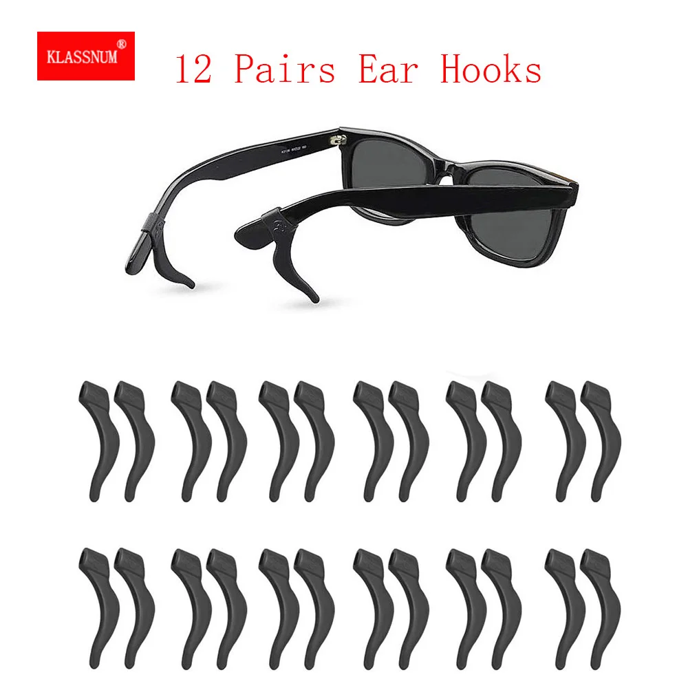 

KLASSNUM 12 Pairs Anti Slip Ear Hooks For Kids And Adults Round Grips Eyeglasses Sports Temple Tips Soft Silicone Ear Hook