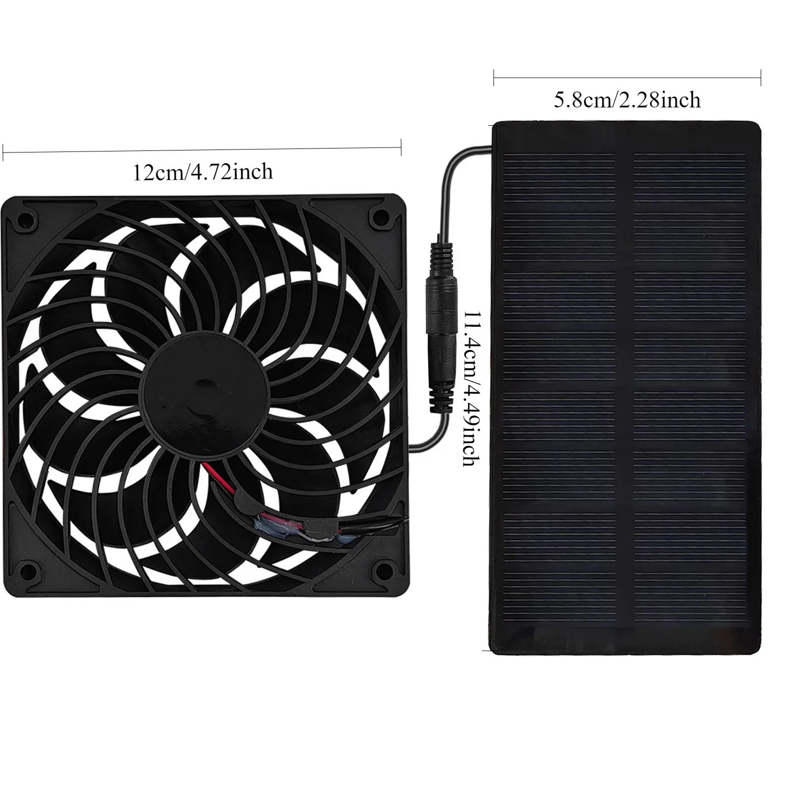 12 V Solarventilator, Solarladegerät, Abluftventilator, Ventilator, Solarpanel-betriebener Ventilator, Luftabsauger für Hunde, Hühnerstall, Wohnmobil, Gewächshausventilator