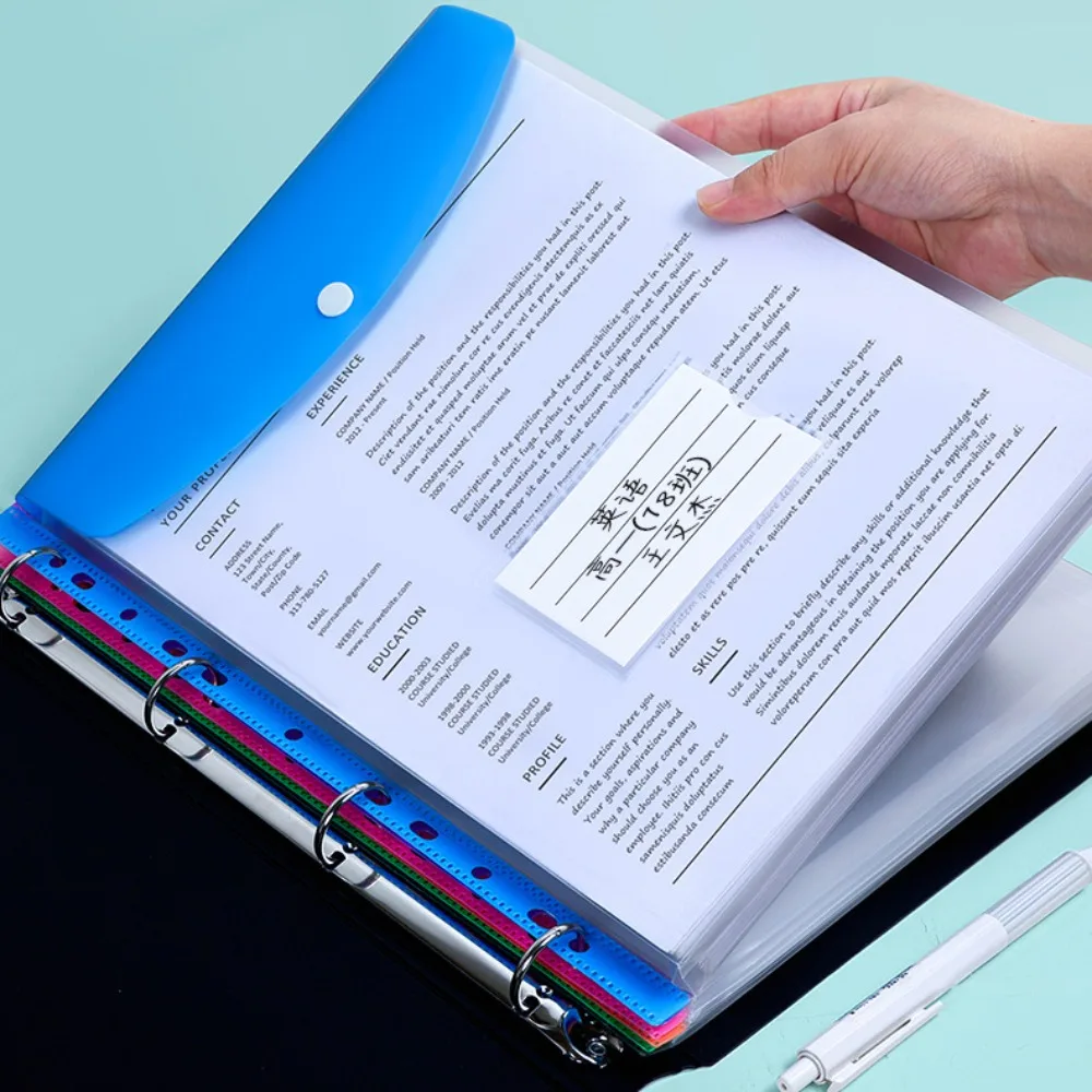 

6 шт. Новые папки-конверты из полипропилена, прозрачные, формат А4, с перфорацией, 6 цветов, для организации документов