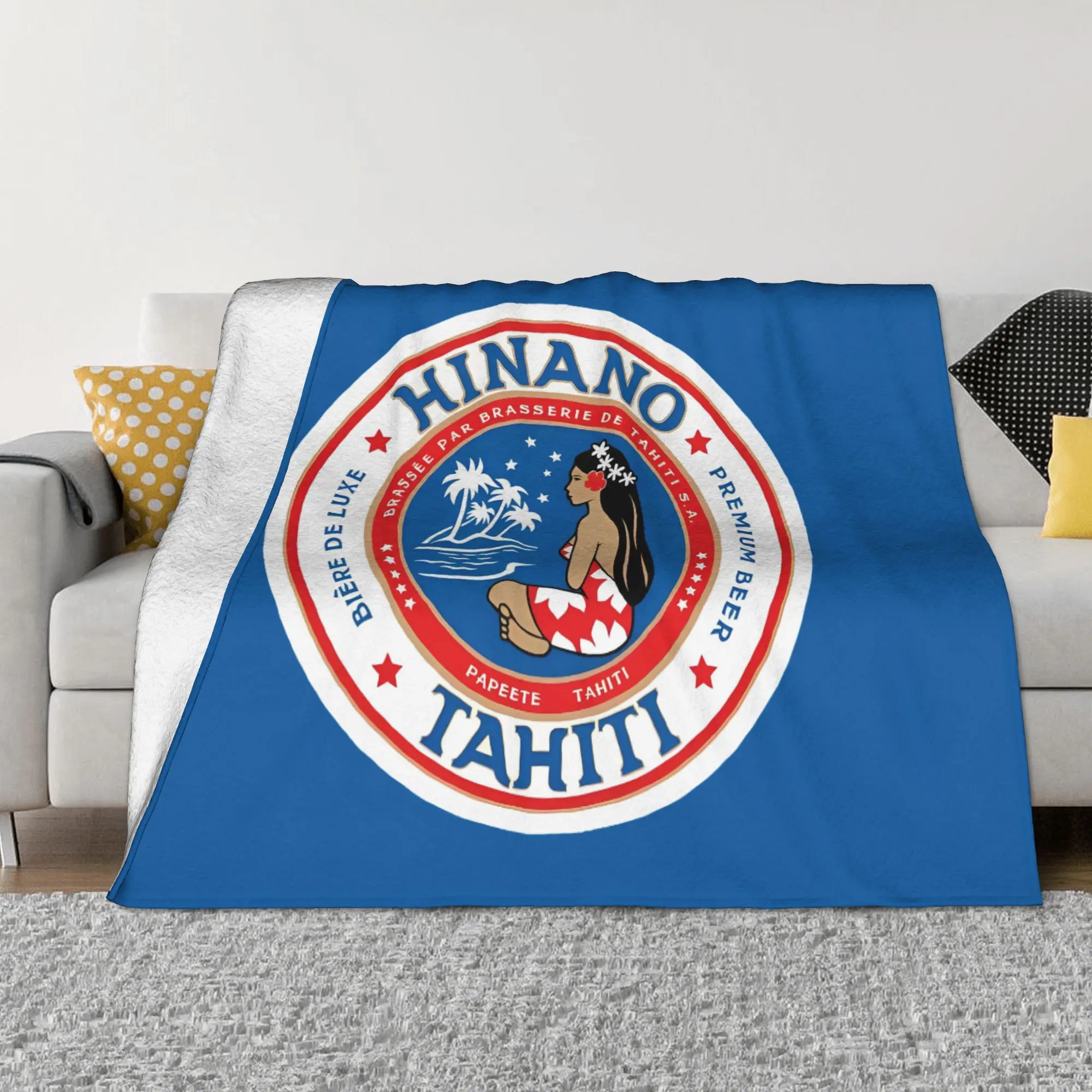 Hinano Tahiti Beer Logo Blanket Cover Fleece  Ultra-Soft Throw Blankets for Bed Bedroom Quilt