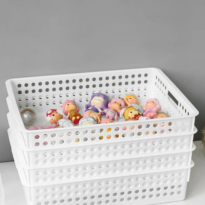 

Plastic Storage Basket File Tray Tabletop Document Magazine with Handles for Home Office Pantry