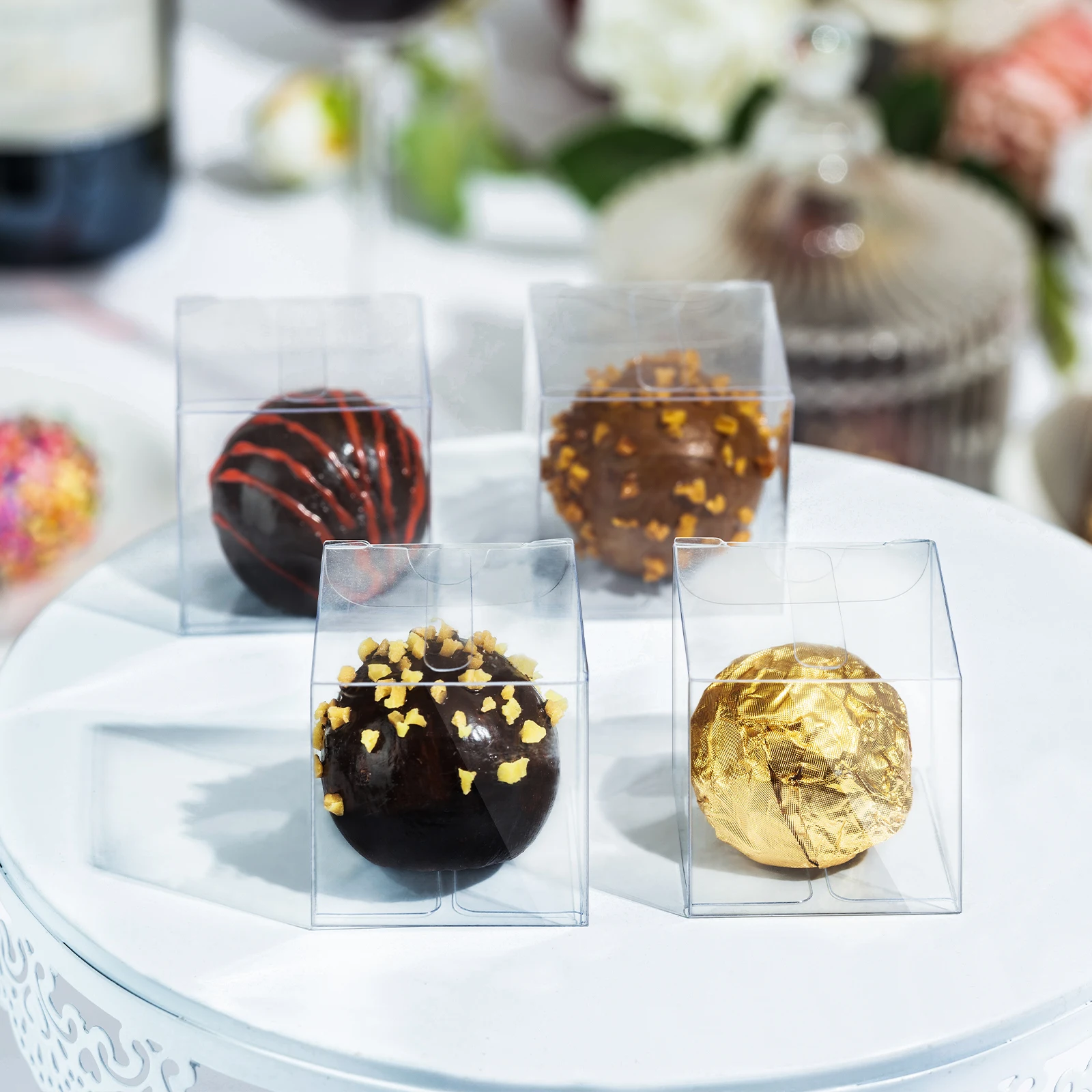 Small Candy Gift Boxes, Clear Chocolate Truffle Packaging