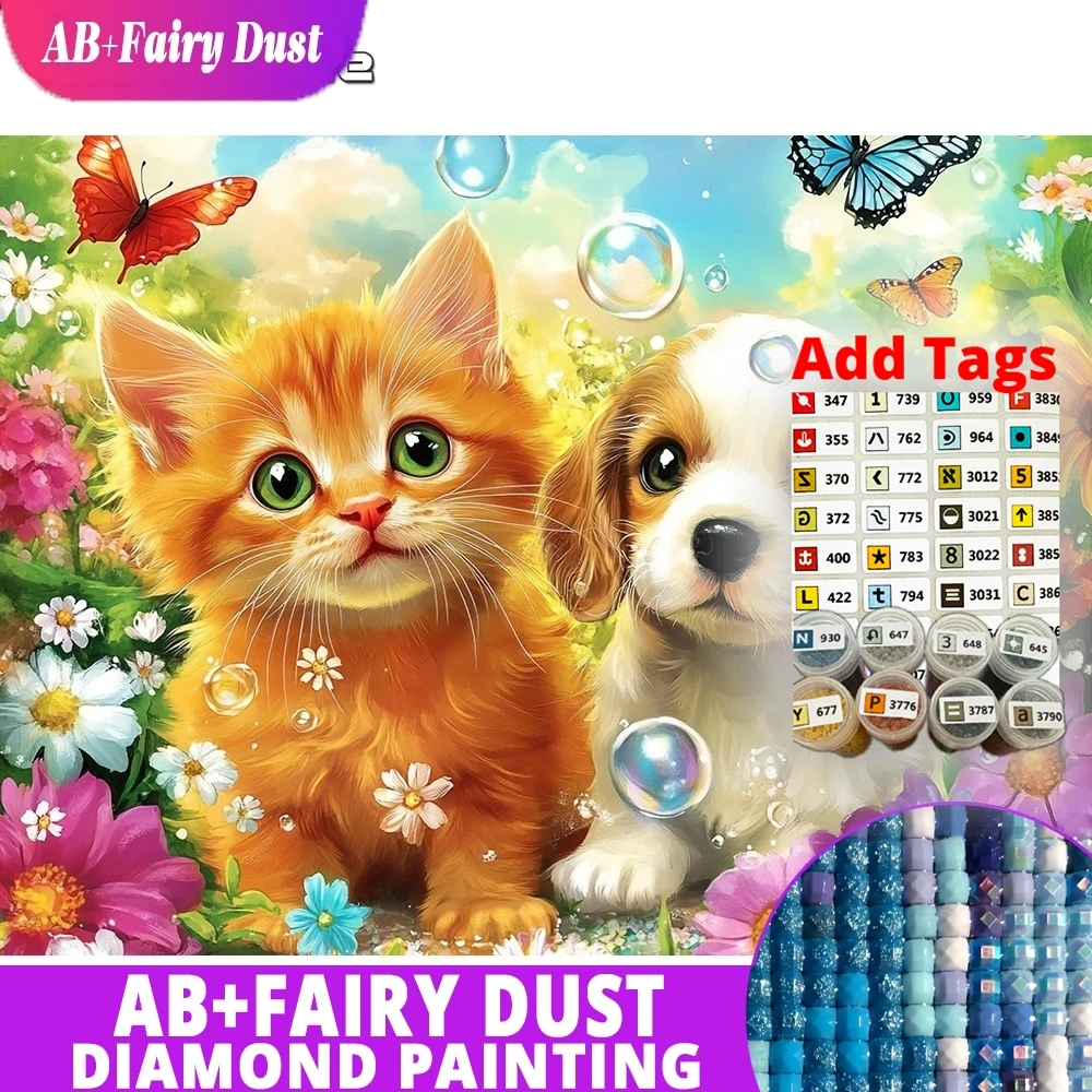 

AB Fairy Dust DMC stickers Diamond Mosaic Animal Dog Full Square Drill Painting Cat Rhinestones Cross Stitch Kit Mosaic Daisy Ho