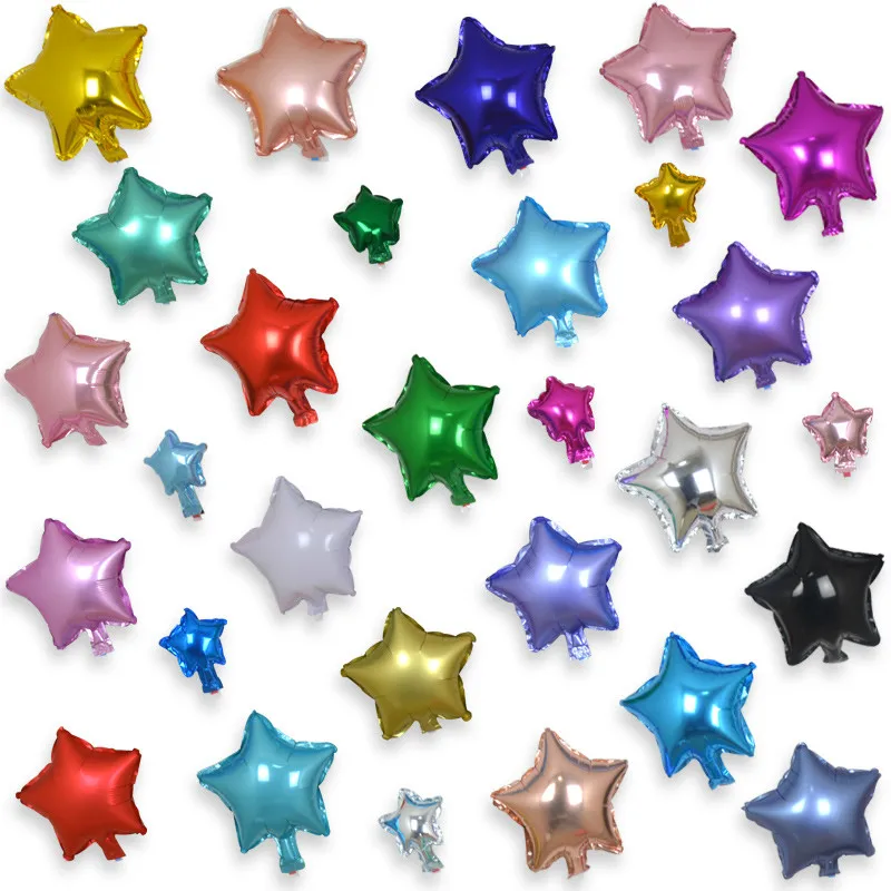 Festive Supplies Event Solid Ballons Aluminium Foil Monochromatic Pentagon Star Wedding Party Decoration Balloon 20pc/lot