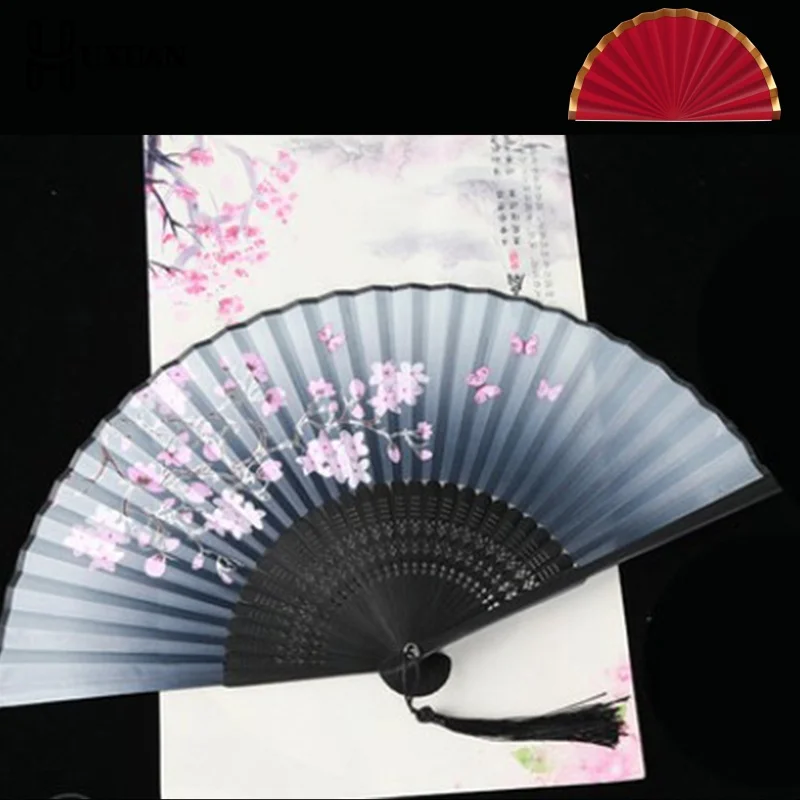 Vintage Silk Folding Hand Fan Chinese Japanese Bamboo Fans Craft Gifts Women Dance Performance Props Home Decoration Ornaments