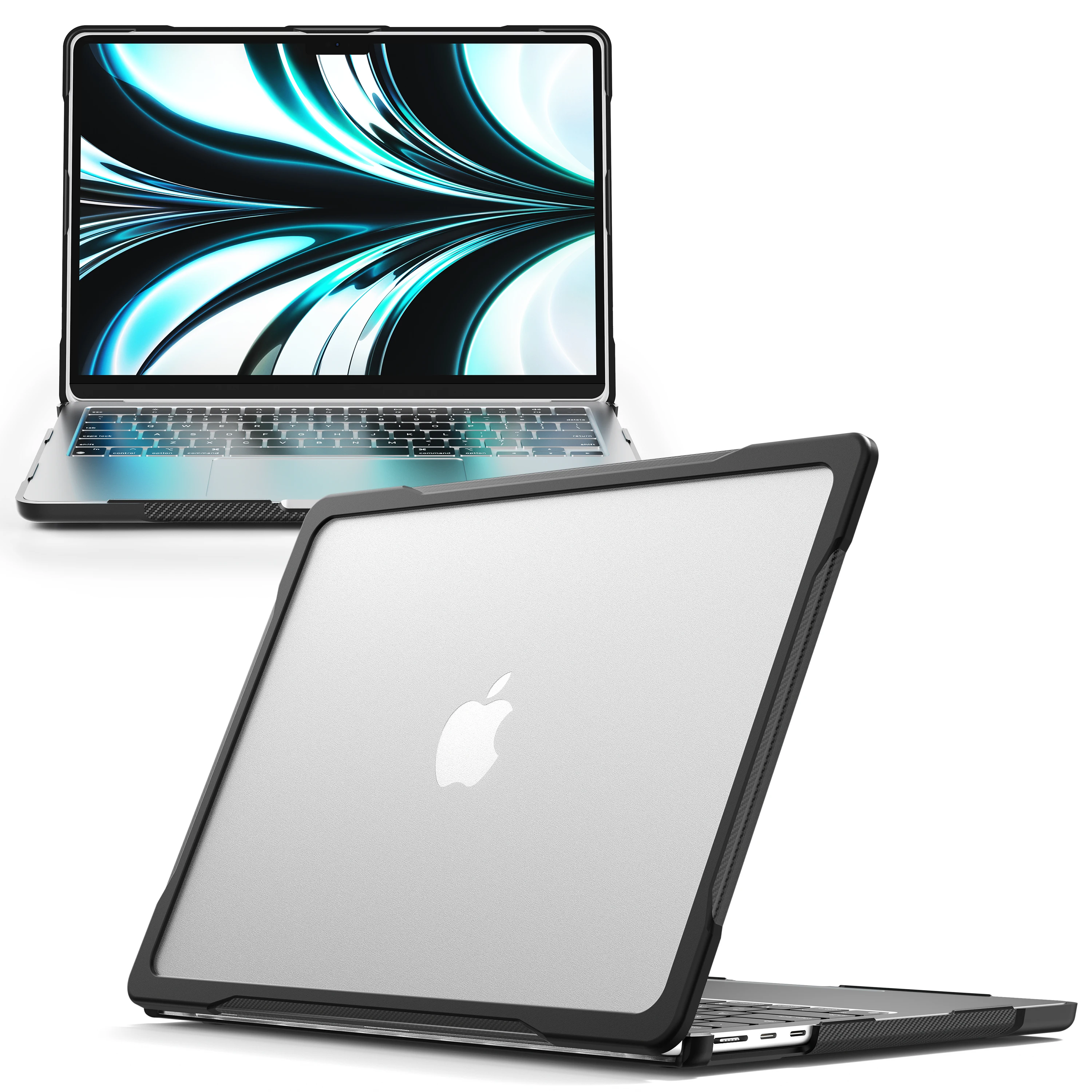 Full Body Protection Laptop Case for MacBook Air 13.6 2022 2024 2025 2026 A2681 M2 A3113 A3119 M3 A3240 M4 A3449 M5 PC+TPU Cover