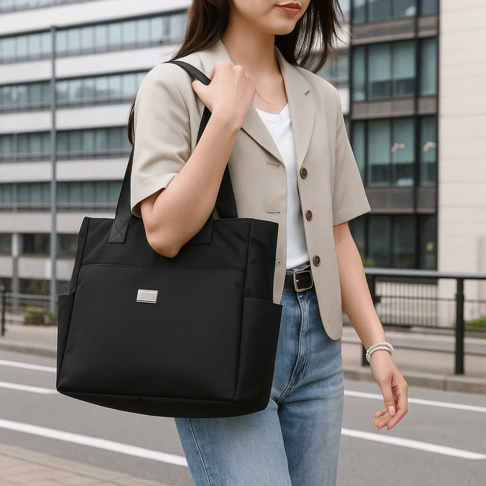 Bolsa de ombro de nylon durável, elegante, prática, sacola simples, exclusiva, leve, uso escolar