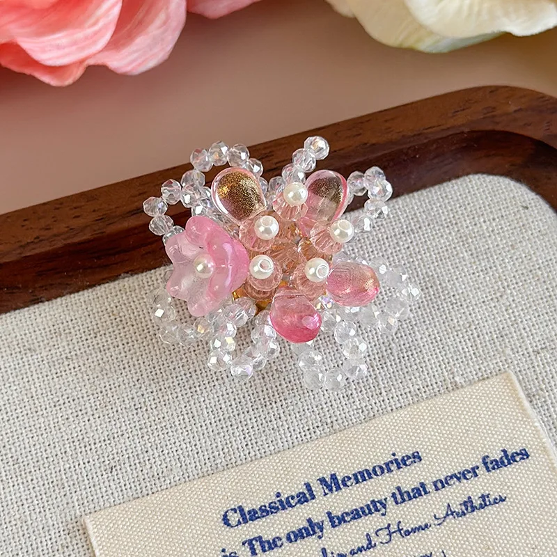 Exquisite Beaded Flower Shoe Charm Clear Crystal Jelly Shoes DIY Accessories Removable Clips for Sneakers Flats Sweet Decoration