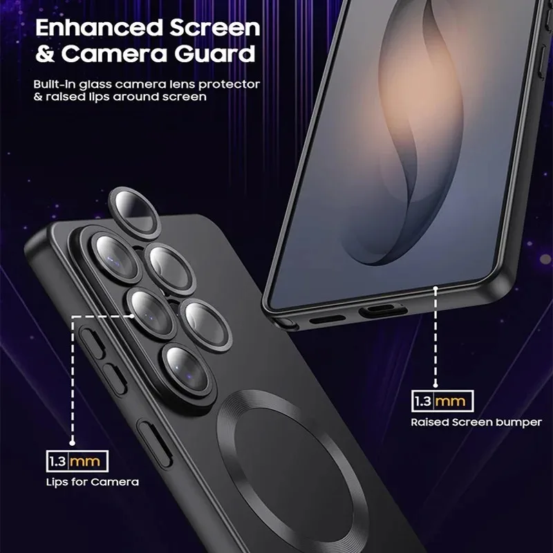 Luxuriöse Magnetische Kabellose Ladehülle für Samsung Galaxy S26 S25 S24 S23 S 26 25 Ultra Plus Hüllen Stoßfeste Weiche Handyhülle – Detail 8