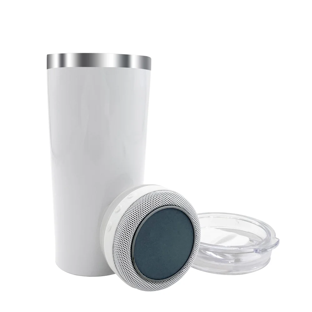 USB 20oz Bluetooth Speaker Stainless Steel Tumblers Thermos Vacuum Cup Portable Cold And Hot Cups with Straw for Outside Sport