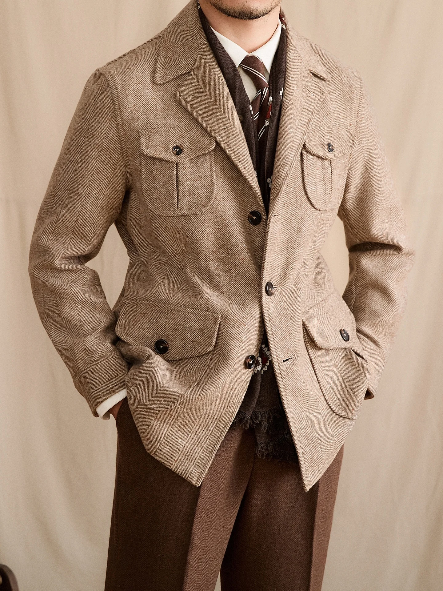 

Mr. Deer Tee's Autumn Winter 50 Woolen Retro Jaet Casual Commute Men's Faion Ci Sle Long Sve Warm Coat ket De...