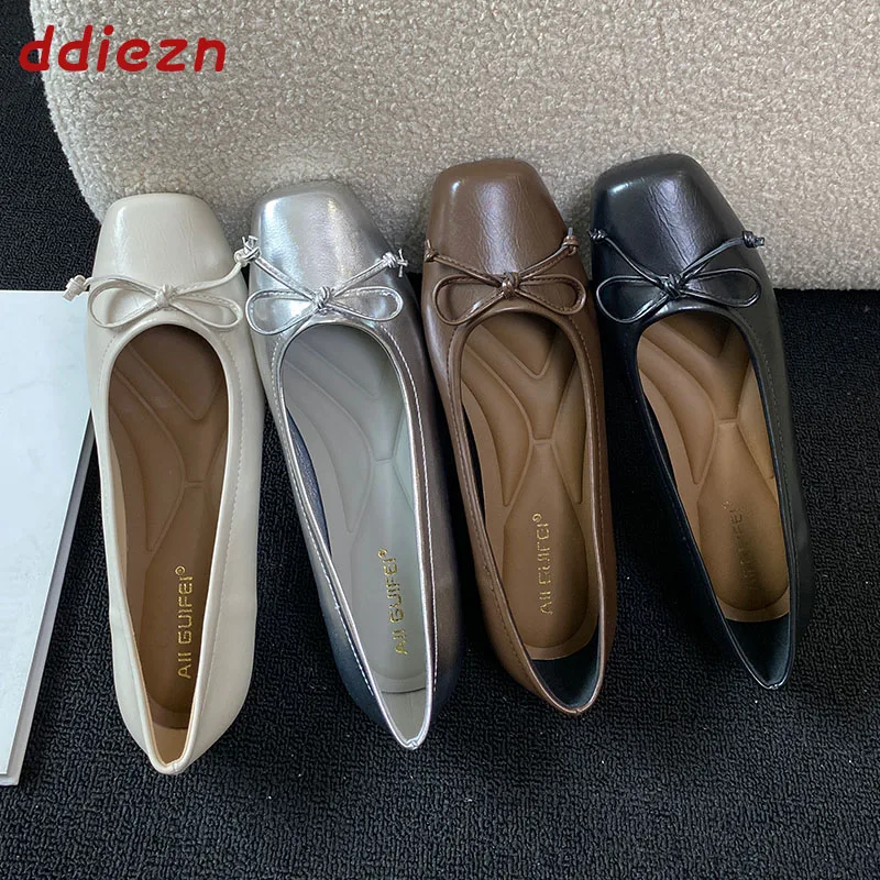 

New Fashion Shallow Women Flats Slip On Shoes Luxury Butterfly-Knot Casual Female Soft Ladies Flat With Shoes Spring Summer