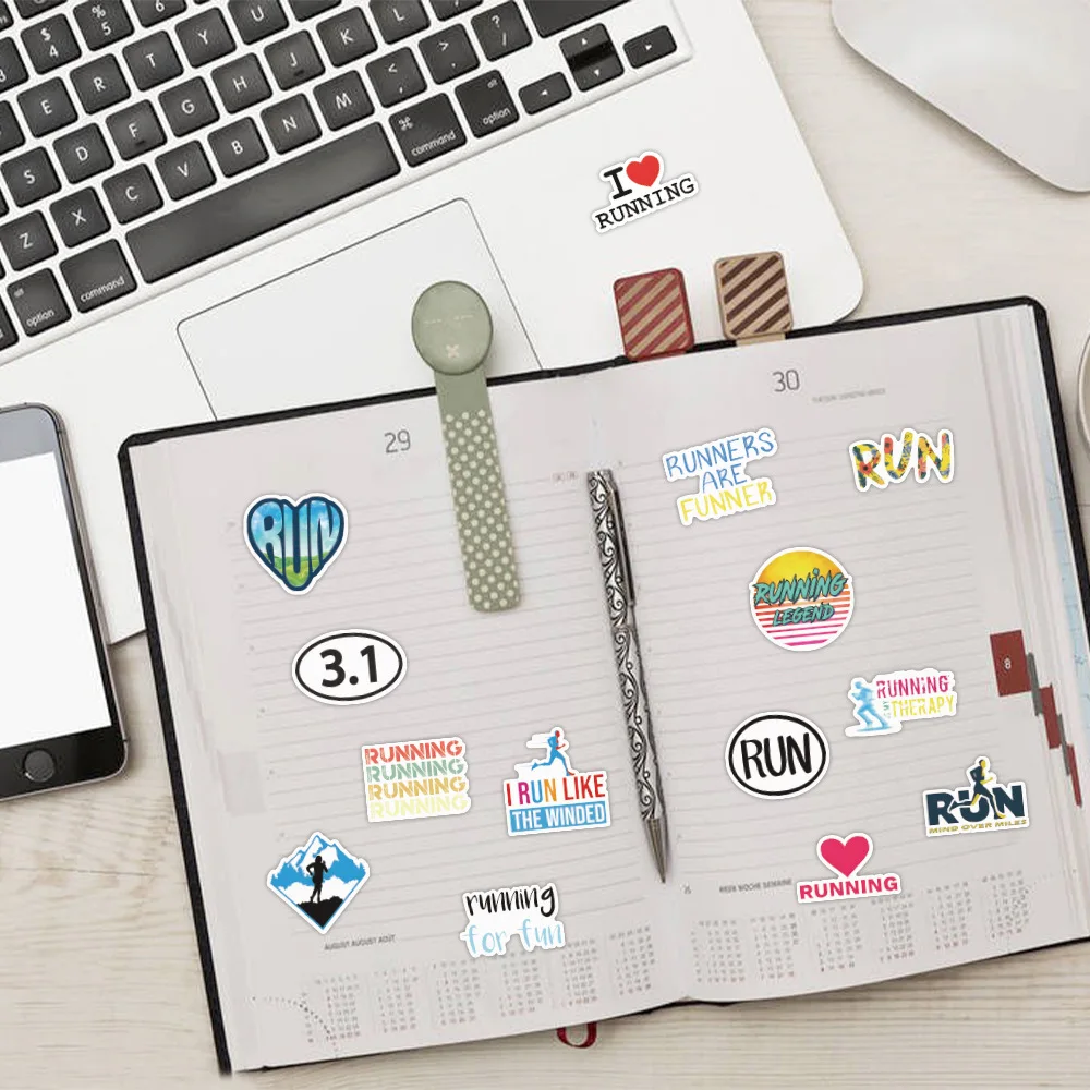 10/50/105PCS Laufende Cartoon Aufkleber Sport Aufkleber Sammelalbum Gepäck Laptop Gitarre Fahrrad Skateboard Graffiti Fitness Aufkleber spielzeug