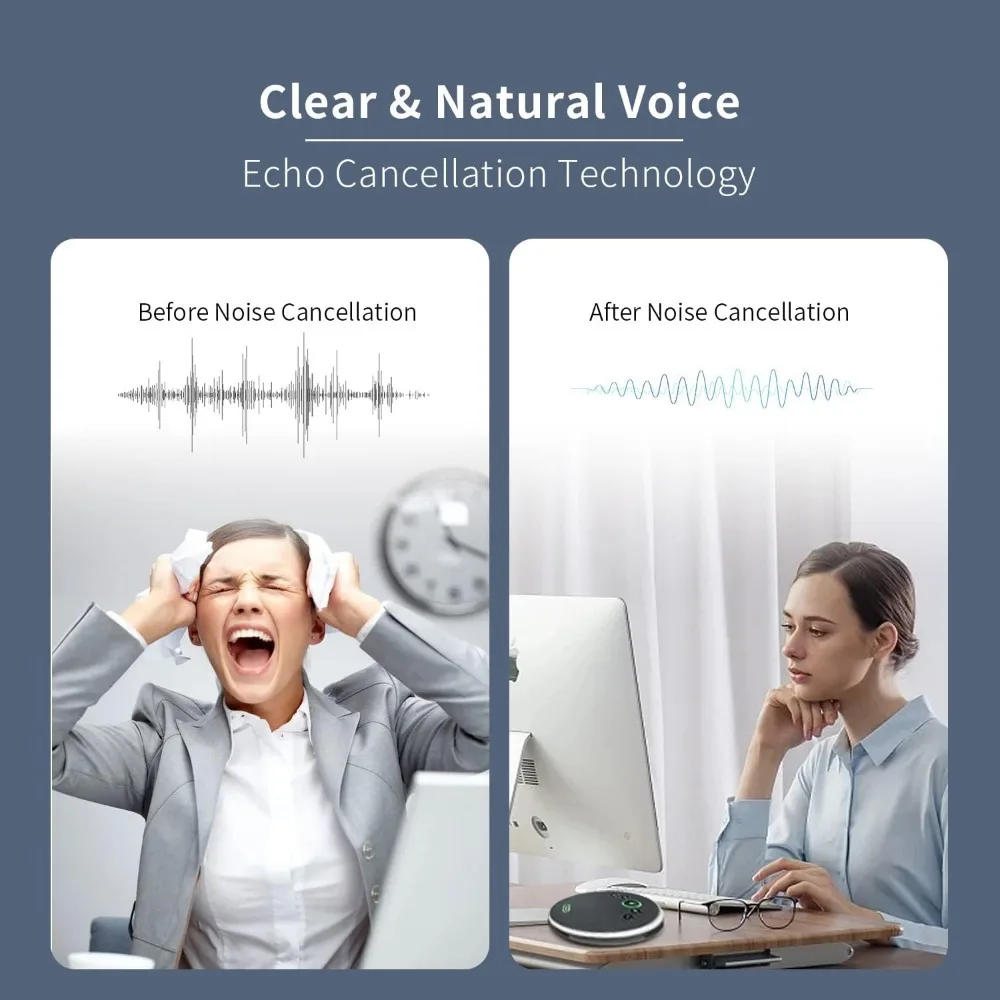 360° Sound Pickup Wireless Speakerphone, AI Noise Cancelling for 8-12 People, 8 Hours Talk Time view 4