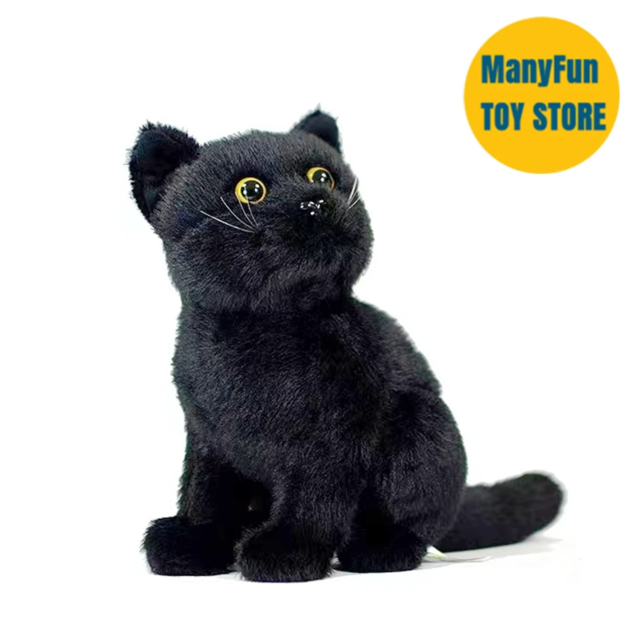 Black Cat High Fidelity Anime Cute Plushie Black Panther Plush Toys Lifelike Animals Simulation Stuffed Doll Kawai Toy Gifts Kid