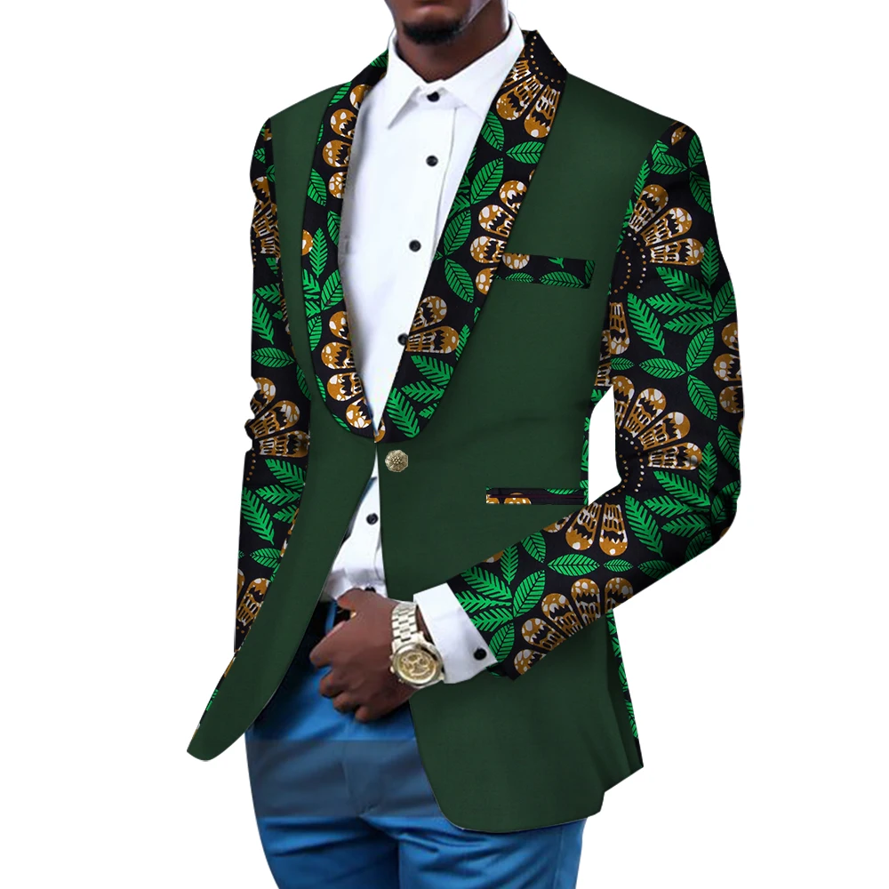 Men Blazer Slim Fit Fancy Blazers Suit Jacket African Men Clothes Blazer Wedding Dress Suit Dashiki Bazin Riche Ankara WYN145