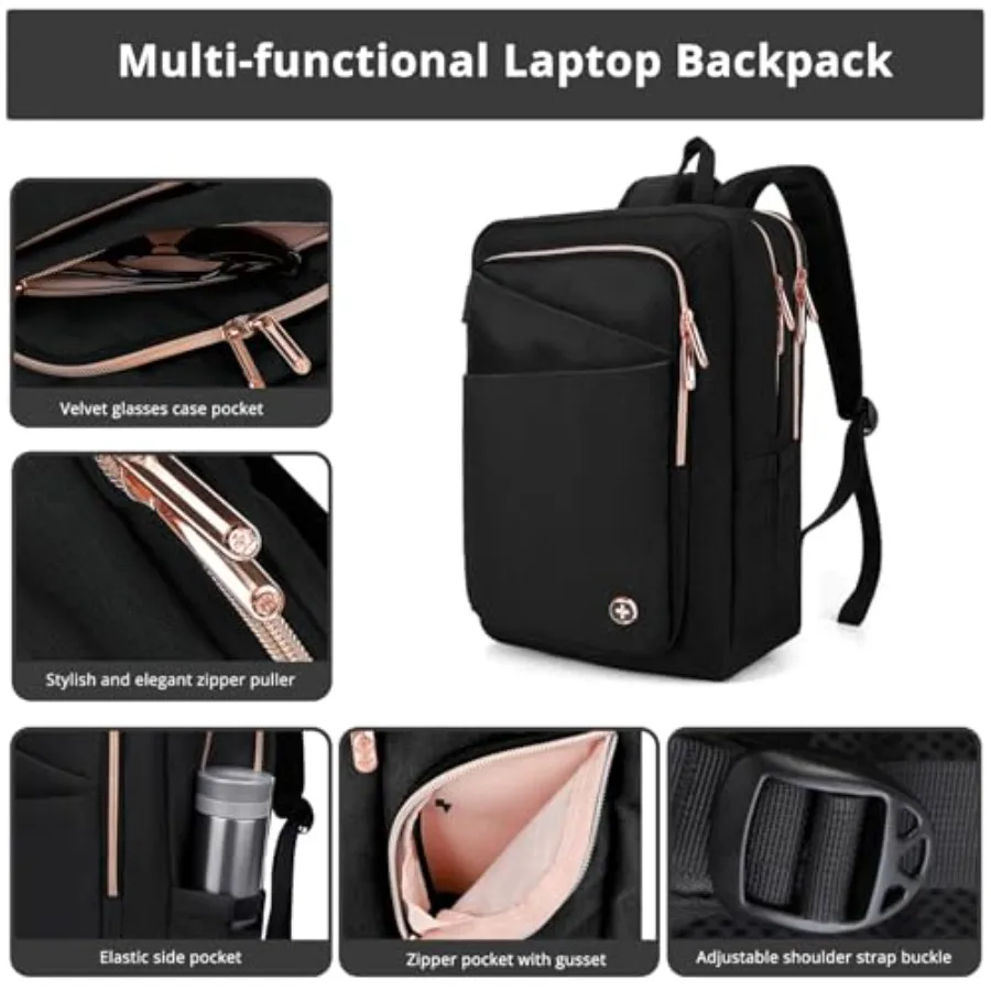 Swissdigital Design Business-Laptop-Rucksack für Damen mit USB-Ladeanschluss, Computer-Arbeitsrucksack, passend für 15,6-Zoll-Laptops, Reisen