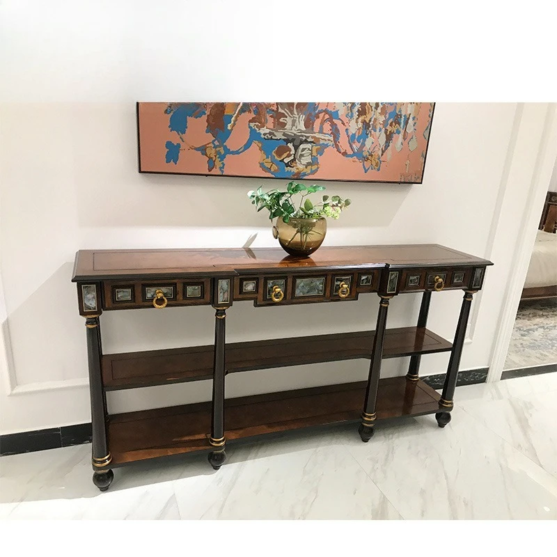 Neoclassical sofa back a few shells inlaid with copper pieces British villa mansion entrance furniture