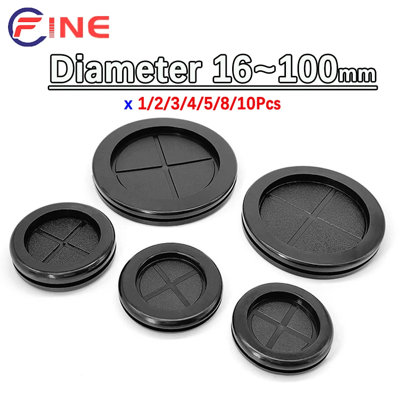 Black Rubber Grommet Double Sided Protect Rubber Grommets Ring Blanking Hole Wiring Cable Gasket 16-100mm