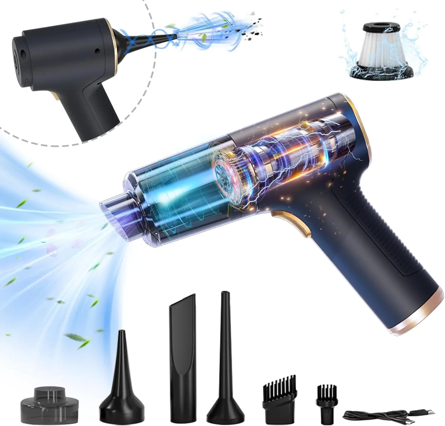 Handheld Car Vacuum Cleaner,Car Vacuum Portable Cordless And Air Duster, 12000PA High Power Handheld Vacuum Cleaner For Car, Hom
