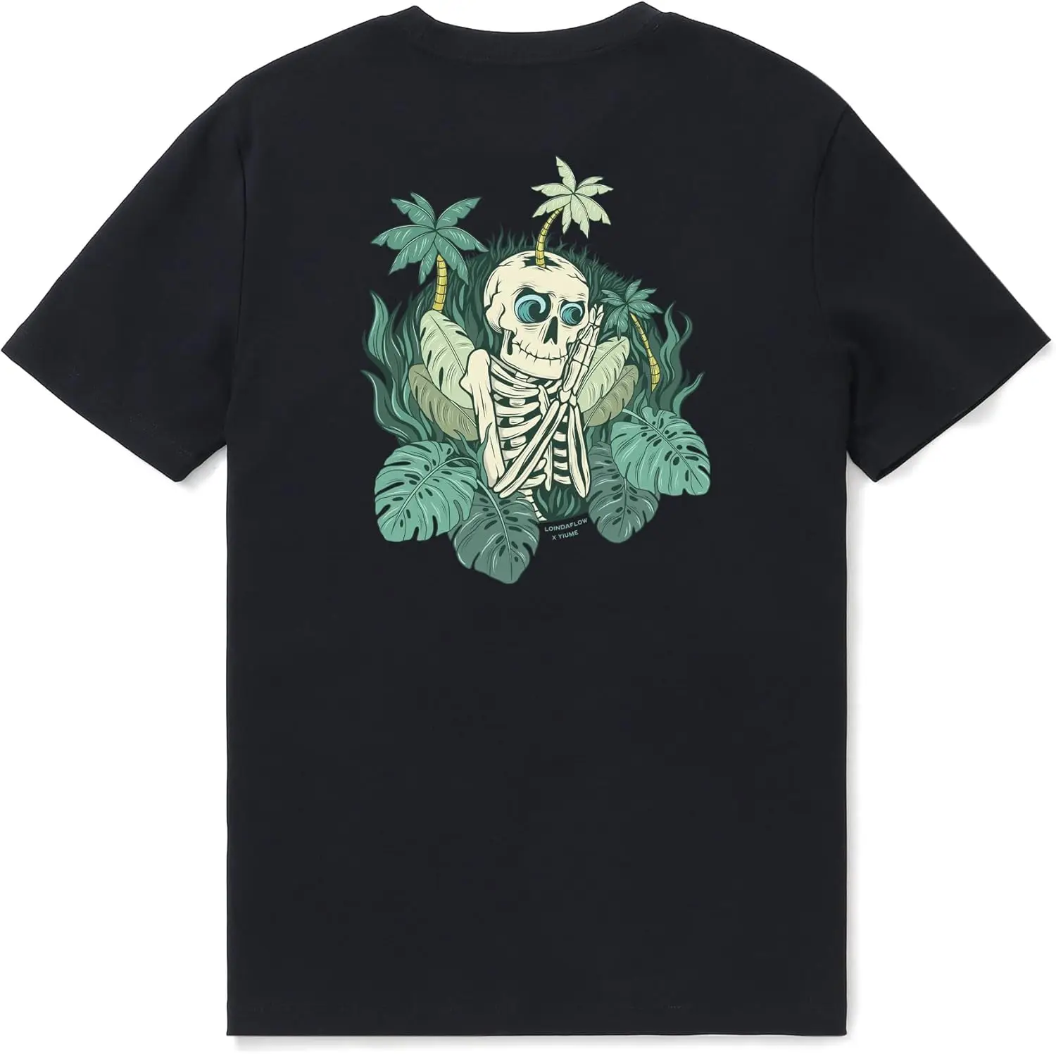 Hawaiian Tee for Men Mind Surfing by Loindaflow Tee Crew Neck 100% Cotton - Black