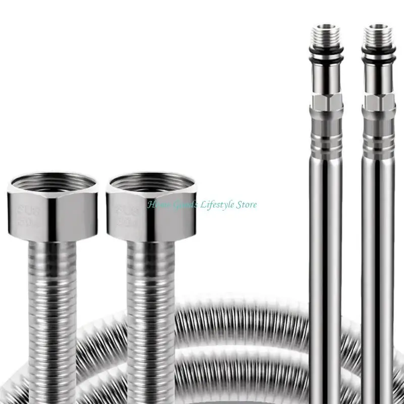 

E74E 2Pcs Explosionproof Water Inlet Hose Faucet Hose Hot and Cold Water Inlet Pipe