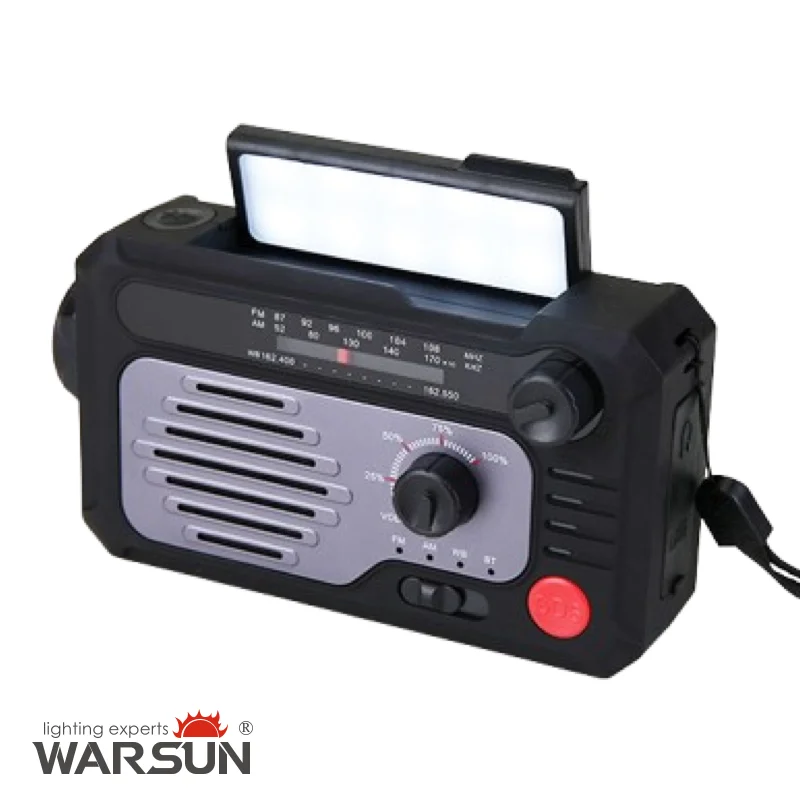 WARSUN KK228 Emergency Radio with Flashlight and NOAA Weather Alert Hand Crank, Solar & USB Rechargeable AM/FM/WB SOS Alarm LED