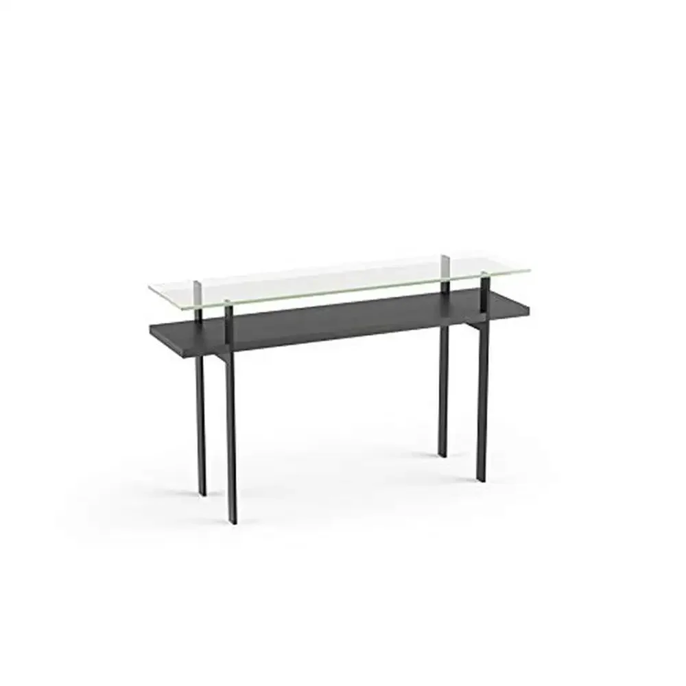 Contemporary Rectangular Console Table Steel Frame Display Shelf Glass Top Modern Living Room Furniture Terrace Collection