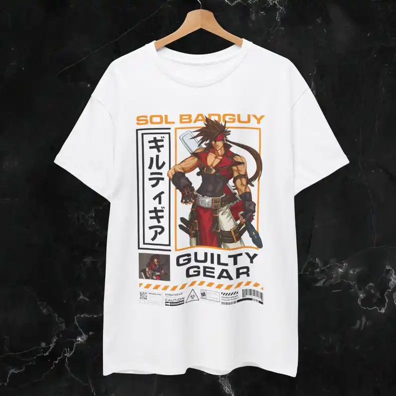 GUILTY GEAR Sol Badguy Anime T Shirt Softstyle Unisex FGC Shirt Gaming Streetwear Graphic T-Shirt