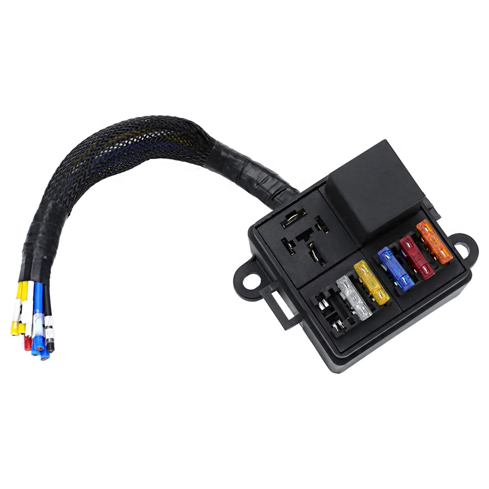 

Automotive Pre-Wired Fuse Relay Box with 2 Relay Slots and 6 ATC/ATO Fuse Holder Relay Fuse Block for Car Truck Boat Marine RV