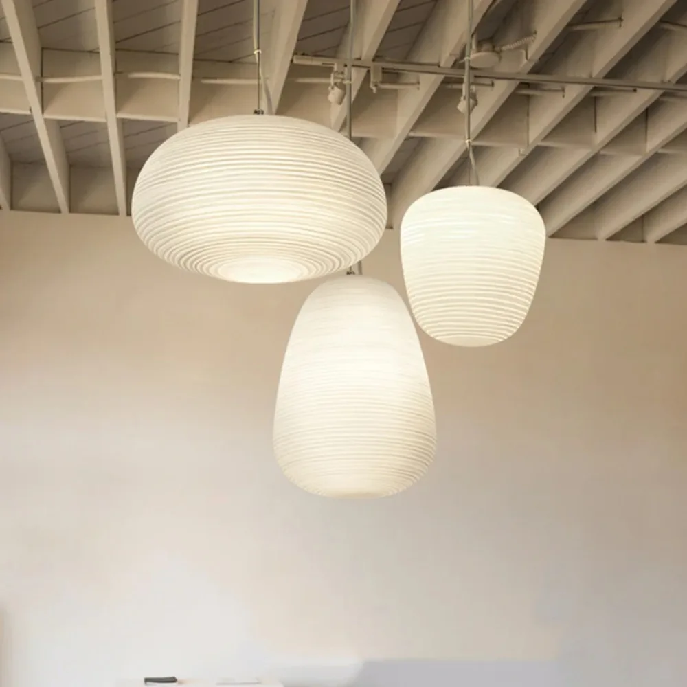 Lámpara colgante de cristal blanco lechoso, luz de capullo para cocina, mesa de comedor, sala de estudio, Decoración de casa acrílica