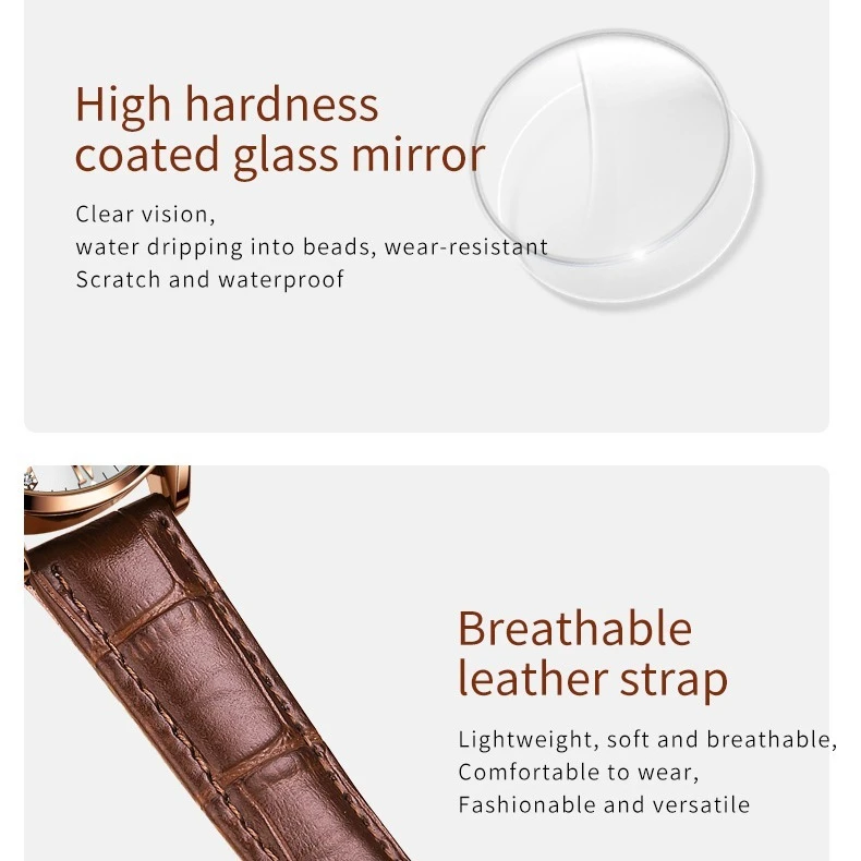 OLEVS 5523 Quartz Fashion Watch Gift Round-dial Leather Watchband Wristwatch Chronograph Calendar Luminous