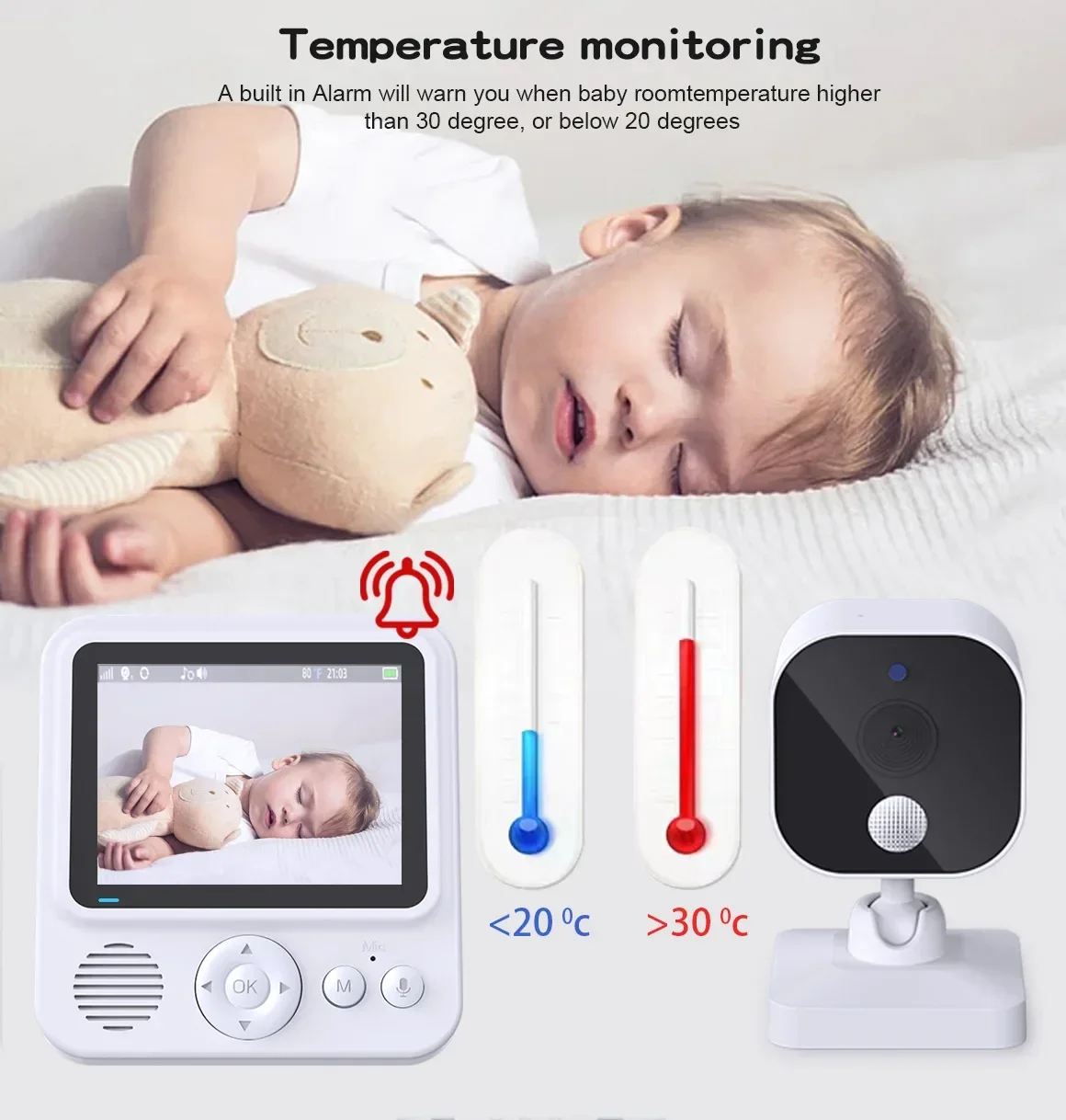 

Wireless 2 Way Talk IPS Screen Brand 2.8 Inch Baby Monitor Video Baby Video Phone Nanny Lullaby Night Vision Temperature ABM900