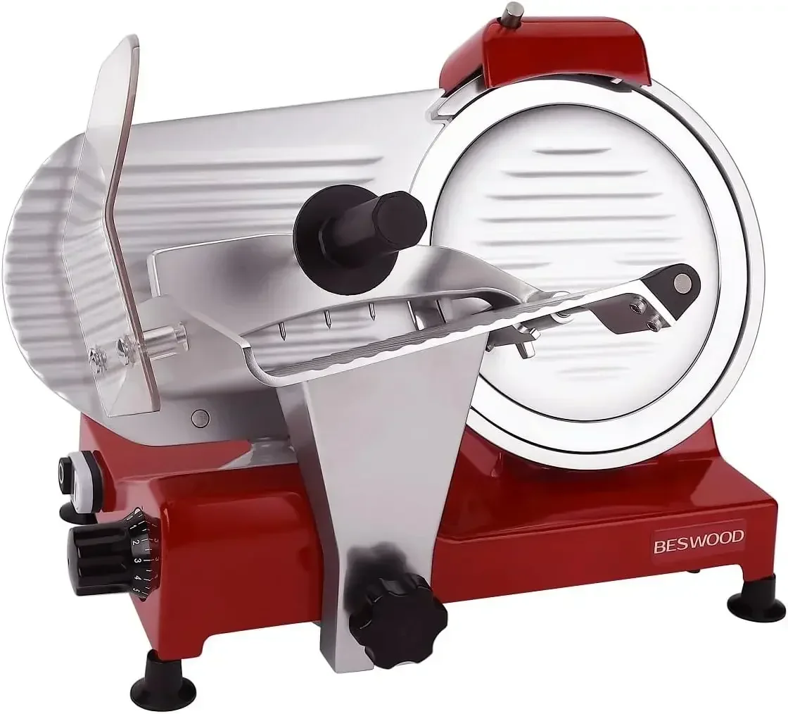 Chromium-plated Steel Blade Electric Deli Meat Cheese Food Slicer with Serving Plate Commercial and For Home Use 240W