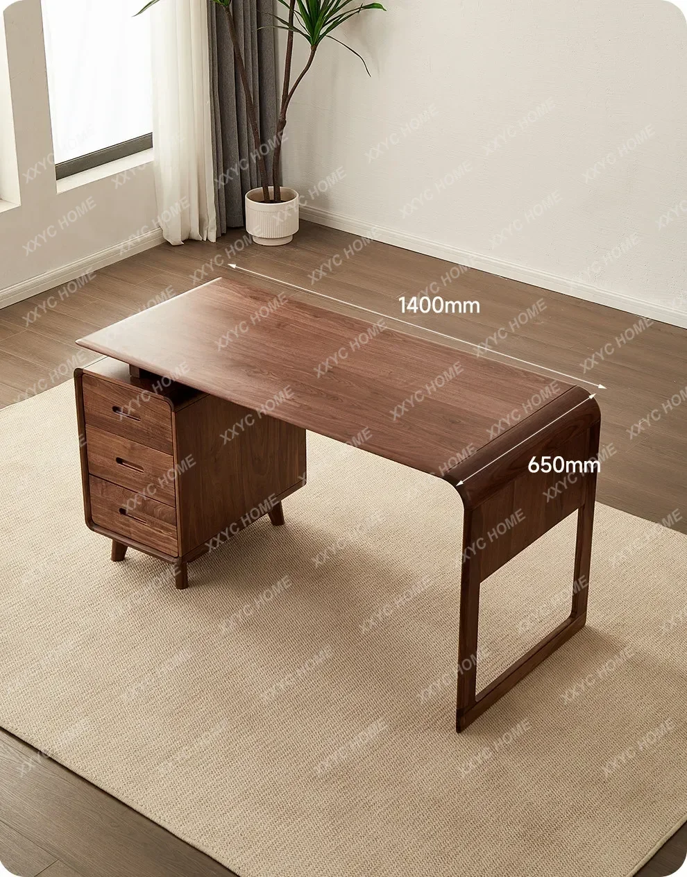 HJ North American black walnut solid wood desk home study writing table storage calligraphy table