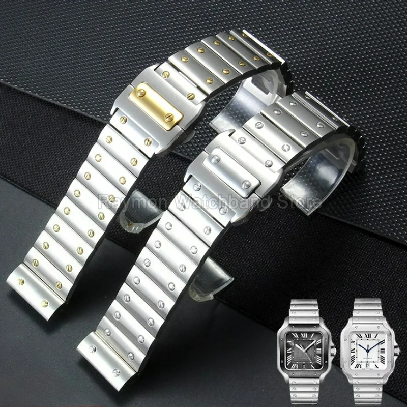 Classic Rivet Link Watch Accessories 23mm Special Interface for Cartier Santos 100 WSSA0009 Flexible Articulated Chain Watchband