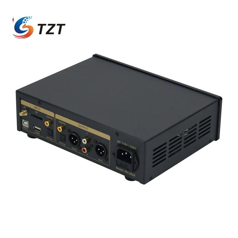 TZT Silvery/Black RH-202XPRO Audio Decoder Lossless Bluetooth 2xES9038Q2M DAC with 3.5-inch TFT Screen Support USB-PC Input