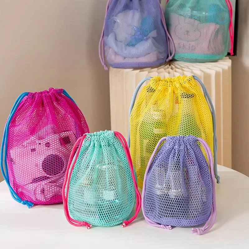 Nylon Mesh Drawstring Storage Pouch Multi-Purpose Travel Bag For Digital Products Makeup Cosmetic Organizer Outdoor