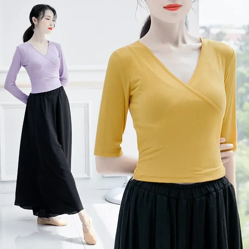 เต้นรําเสื้อผ้าผู้หญิงสายรัดสั้น SLIM-Fit Latin JAZZ โมเดิร์นคลาสสิก Body ผู้ใหญ่ Art Test TOP